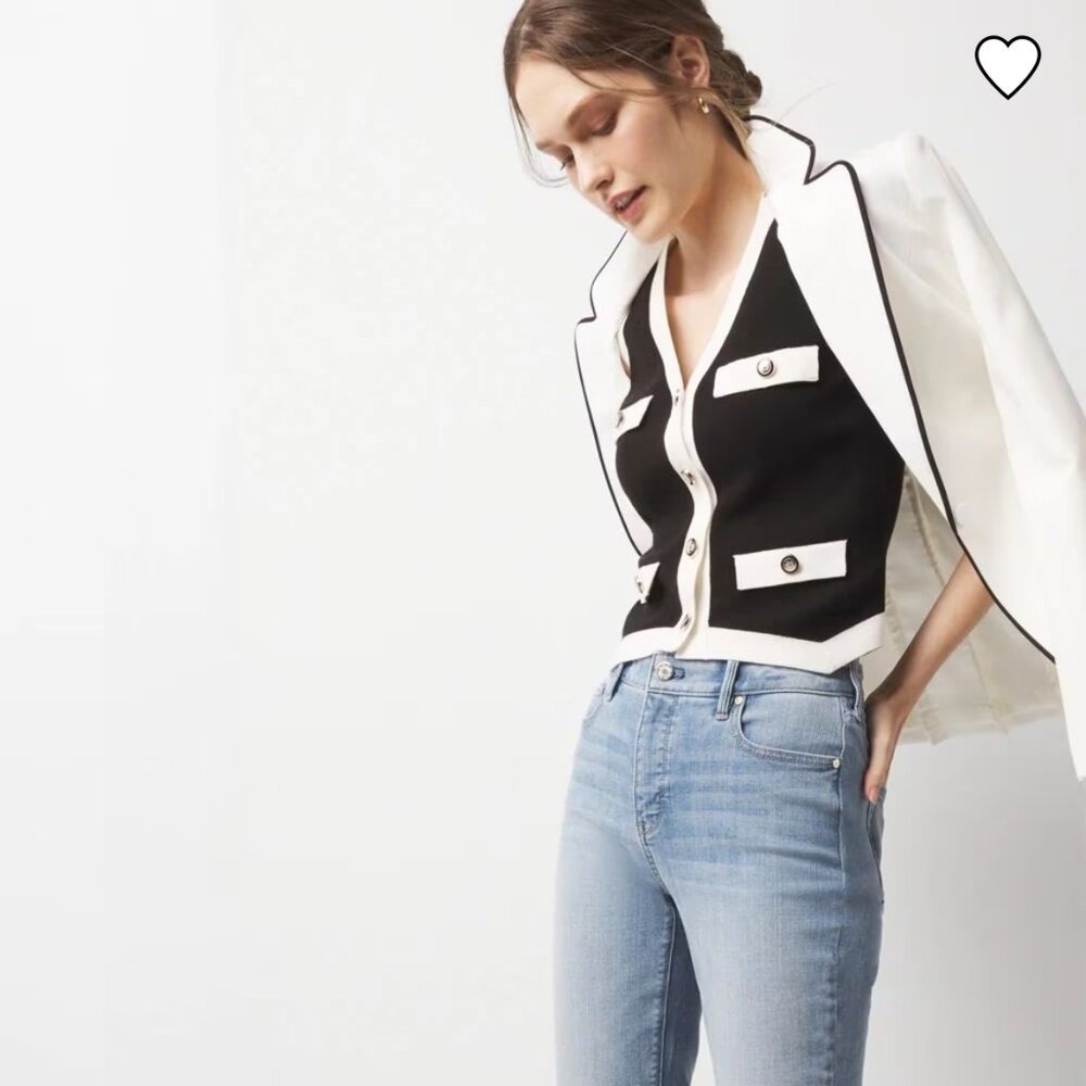 nwt WHITE HOUSE BLACK MARKET colorblock sweater vest m L - Picture 2 of 3